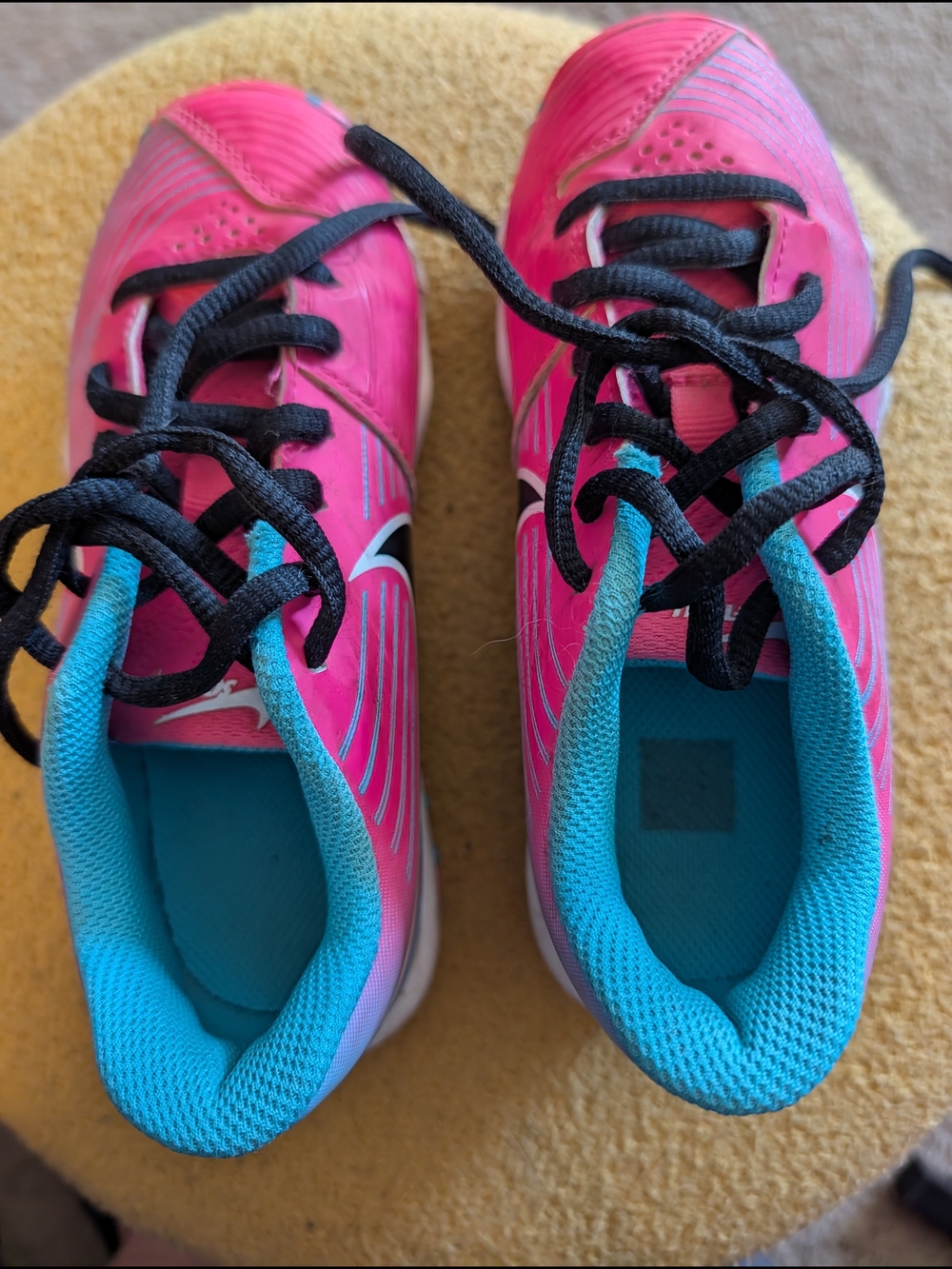 Nike Kids Pink Sneakers Cleats with Turquoise Lining